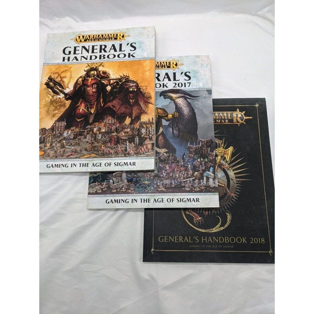 Lot Of (3) Warhammer Age Of Sigmar Generals Handbook 2016 2017 2018